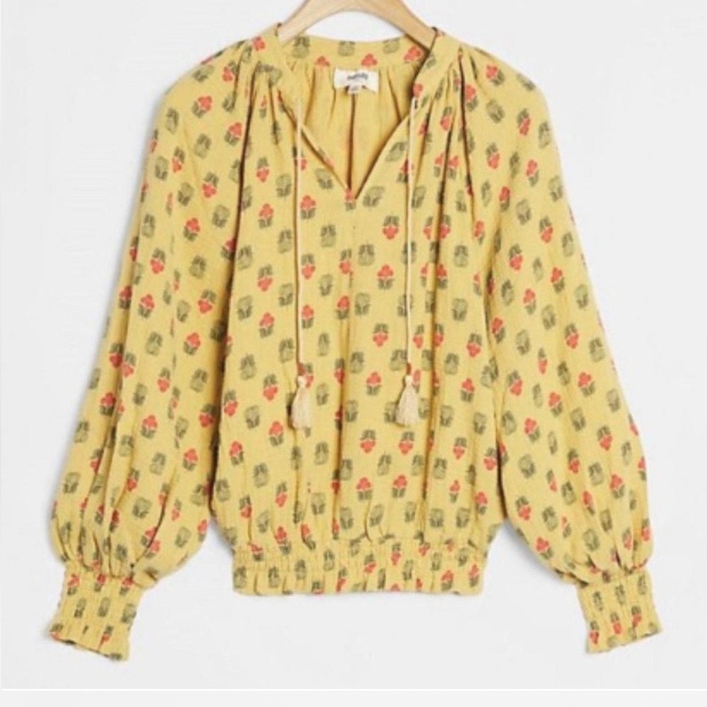 Anthropologie Yellow Floral Blouse